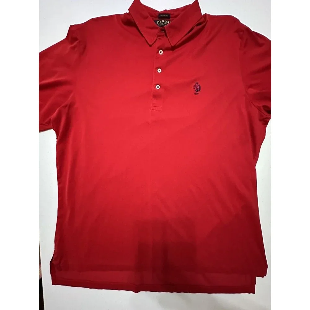 Polo Golf by Ralph Lauren Vintage‎ Lisle 1890 Horse Logo 90's Polo Shirt Red XL